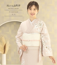 洗える訪問着＋袋帯セット（華紋：レース調）（M・L） 洗える訪問着