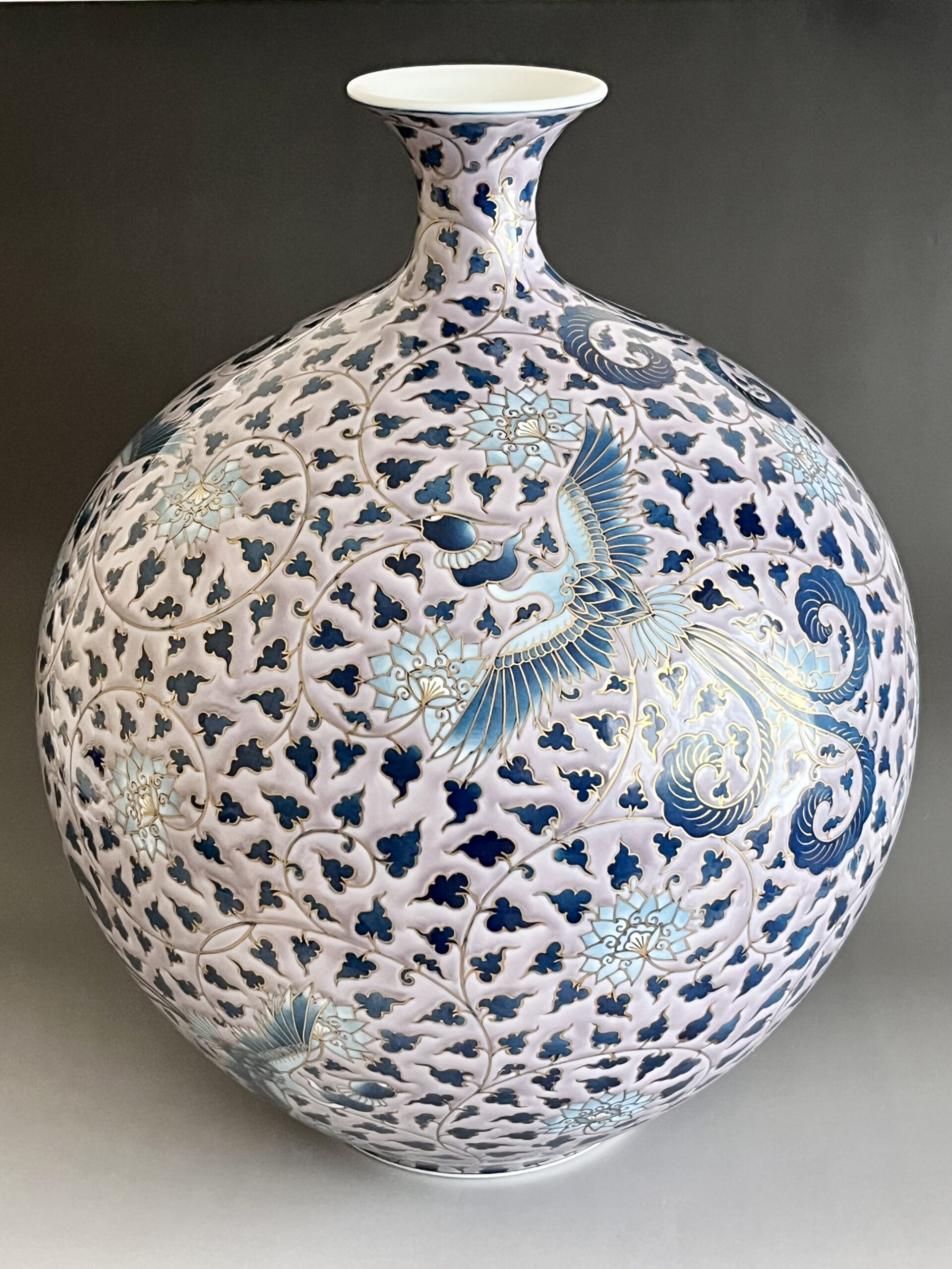 藤井勝雲 有田焼 染錦 牡丹鳳凰図 壷 高さ41㎝ 作品集掲載作品 伝統