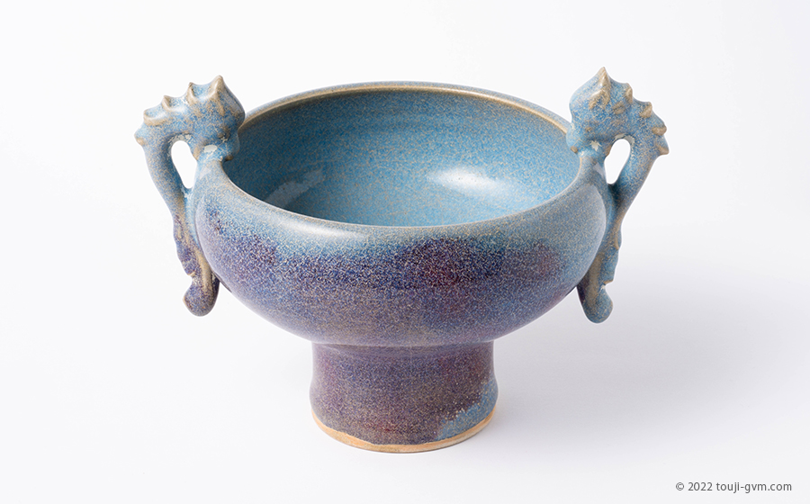 宋汝窯手製青釉支釘双龍尊瓶 景徳鎮 陶磁器 装飾品 現代工芸品 美術品