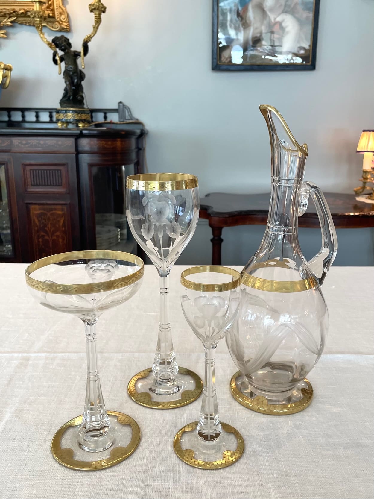 モーゼル アイリス文 金彩グラス 19点セット hpt586 - 陶夢