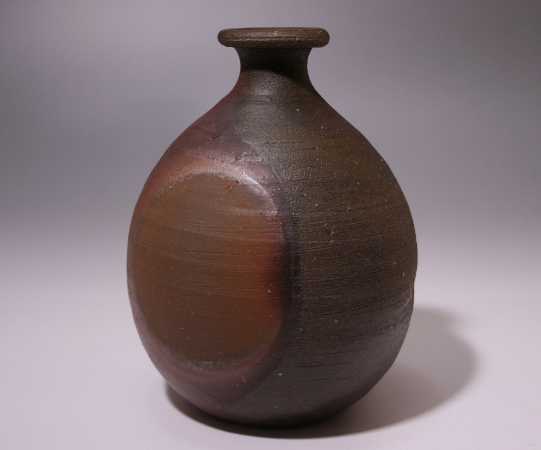 人間国宝 藤原雄 鵬雲斎書付 備前手付花器 大作30cm chi399 人間国宝