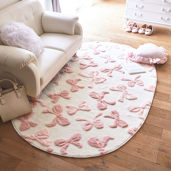 楽天市場】【P5倍！25日限定】ふわふわリボンラグ（楕円形・130