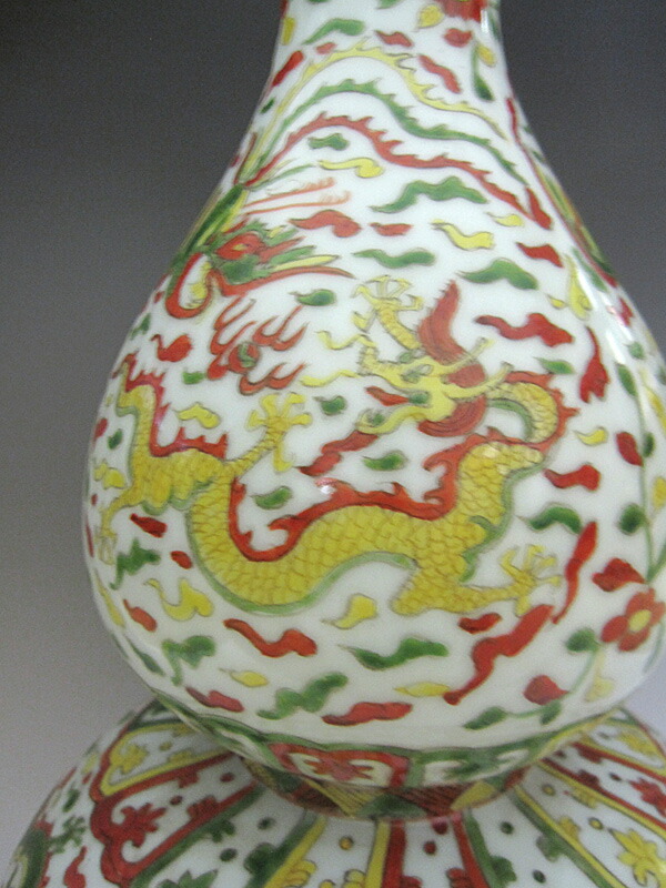 楽天市場】景徳鎮 嘉靖赤絵龍鳳凰文シノギ花生 高さ約42cm 希少 花瓶