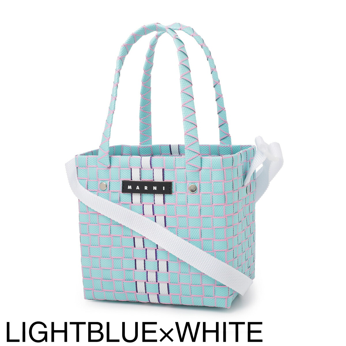 マルニMARNI ネイビー ホワイト かごバッグ マルニMARNI ネイビー