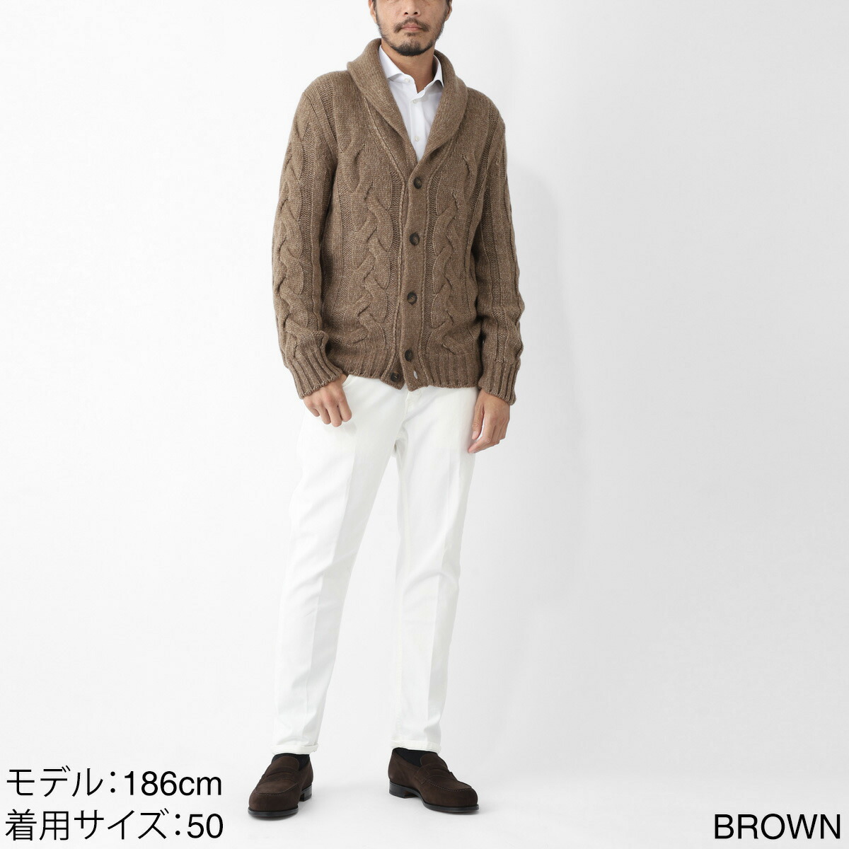 楽天市場】グランサッソ Gran Sasso ショールカラーニットカーディガン