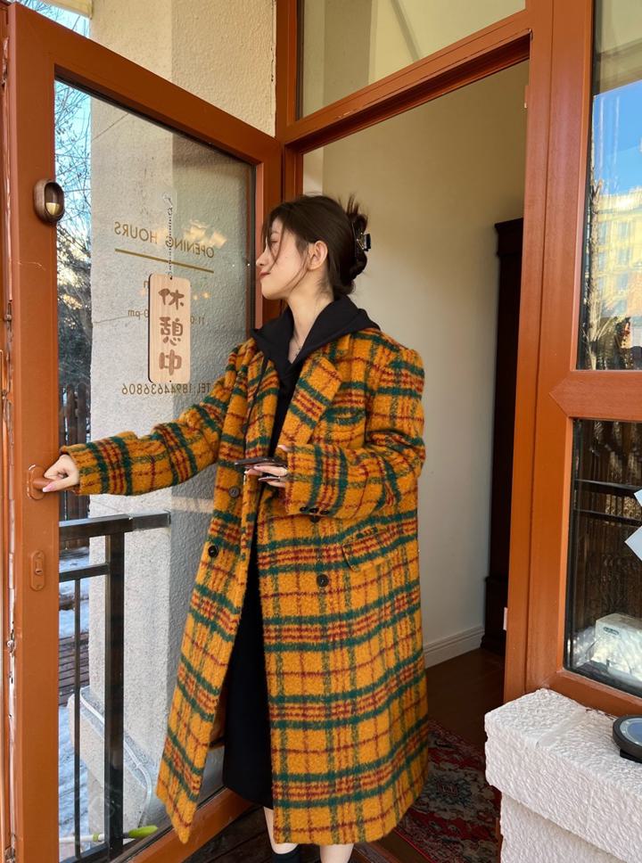 楽天市場】チェック柄ウールコート チェスターコート. ロングコート