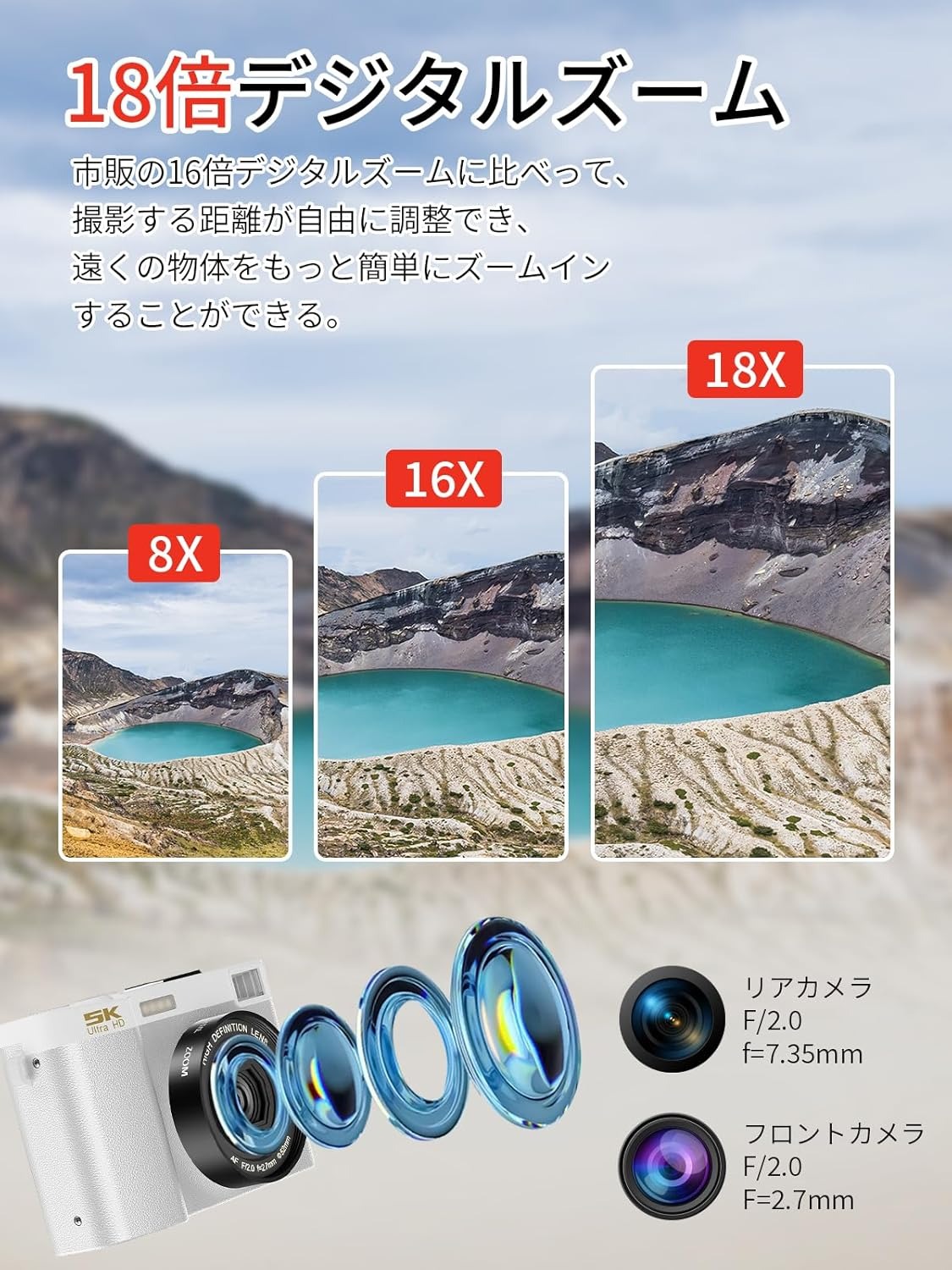 楽天市場】WIFI転送機能 デジタルカメラ スマホに送れるデジカメ 5K