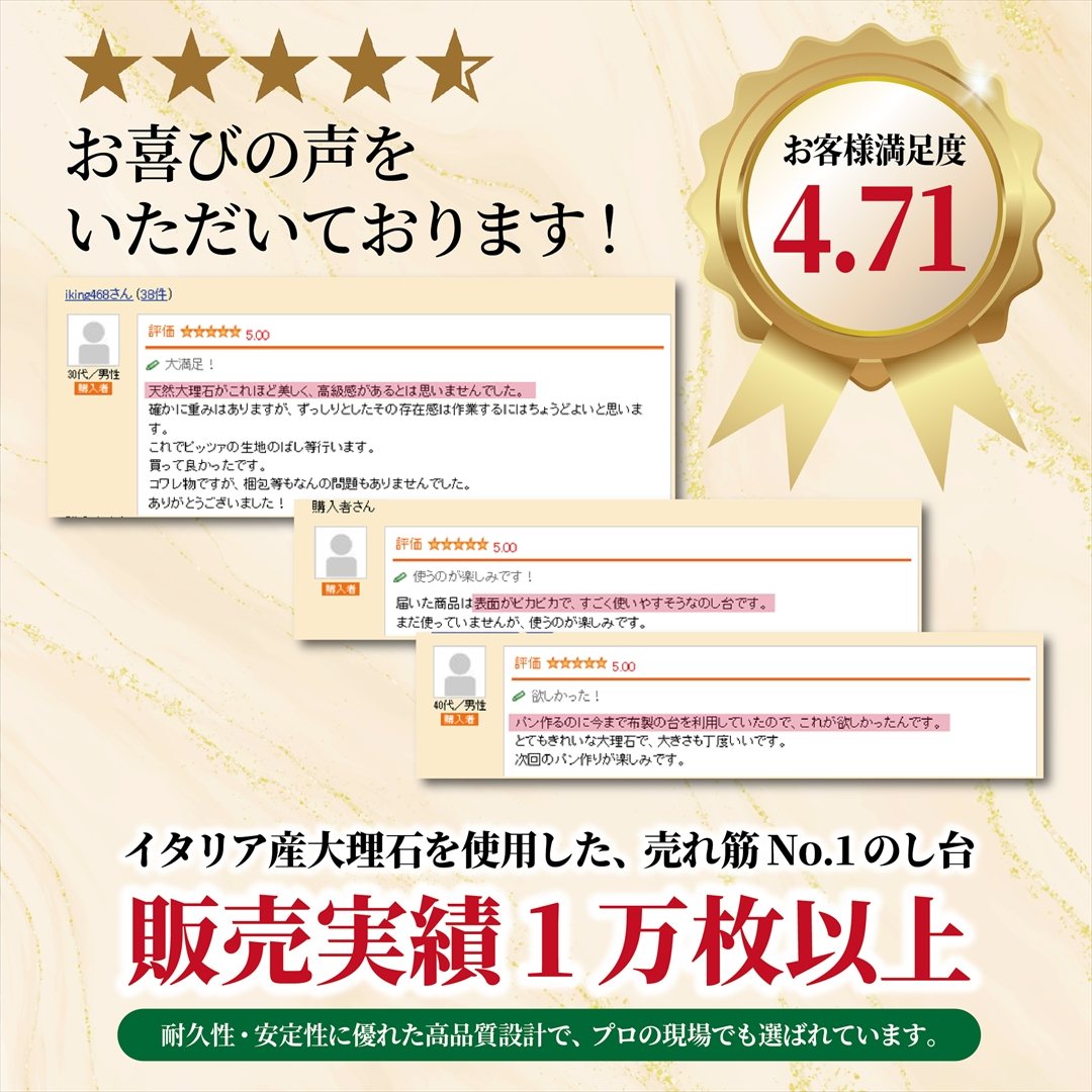 楽天市場】大理石 のし台 40×40cm Lサイズ パンこね台 厚み選べる 天然