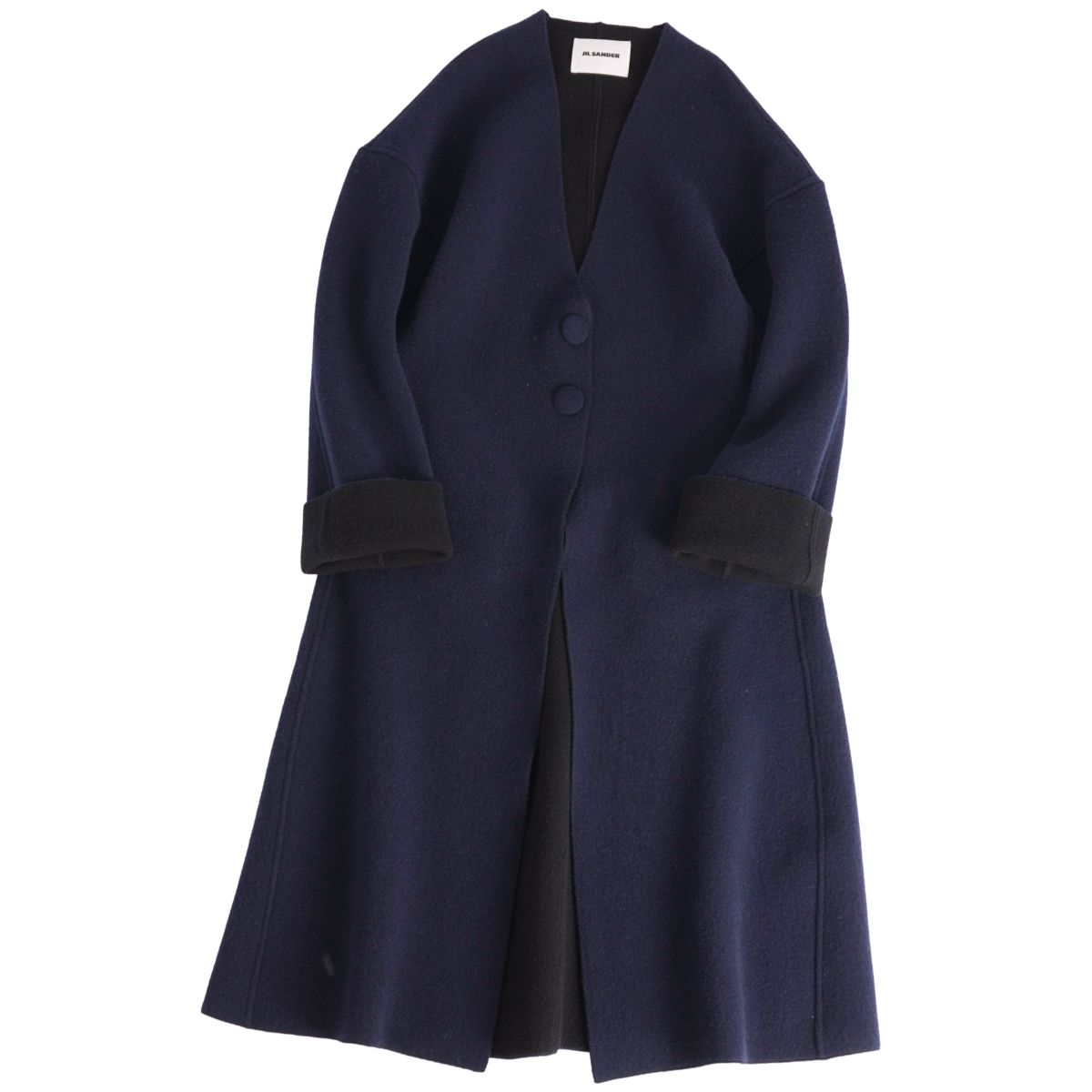 JIL SANDER ネイビー 100%カシミヤ ウールコート 38 JIL SANDER