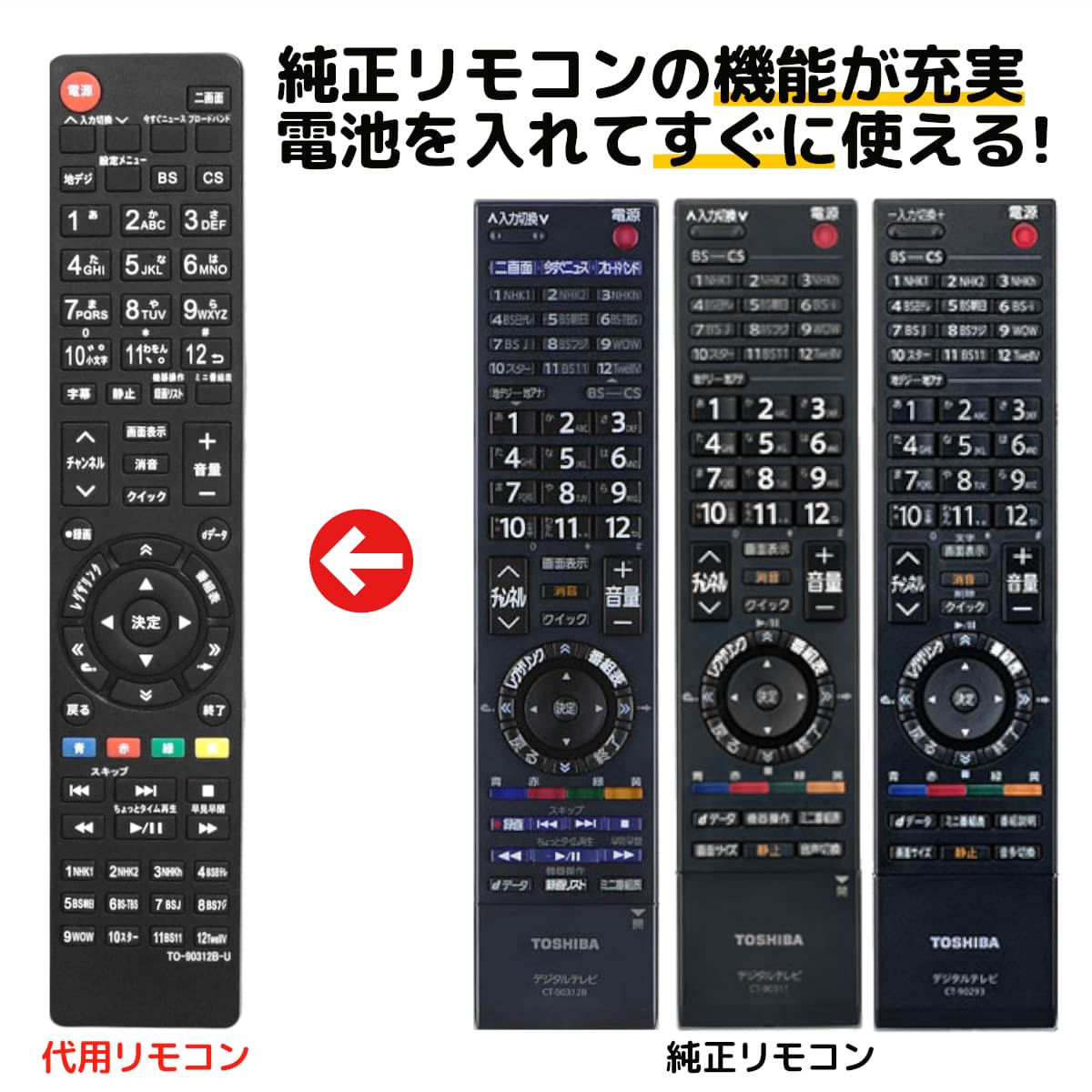 楽天市場】東芝 レグザ テレビ リモコン CT-90312B CT-90312A CT-90311