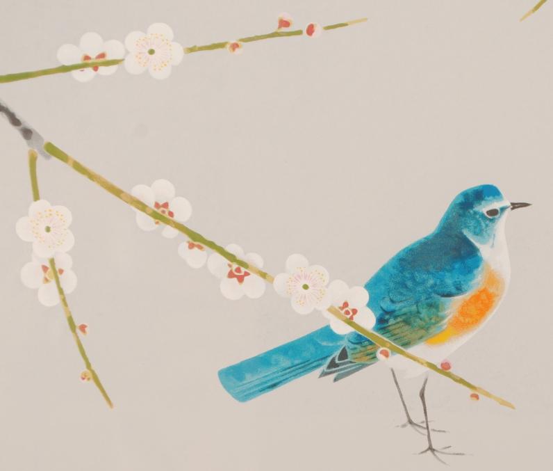 楽天市場】上村淳之 雪中小禽 鳥 絵画 和風 梅 花 日本画 インテリア