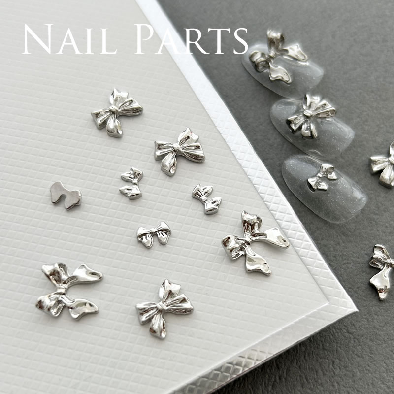 楽天市場】ネイルパーツ リボン シルバー 50個入り 大容量 (メール便