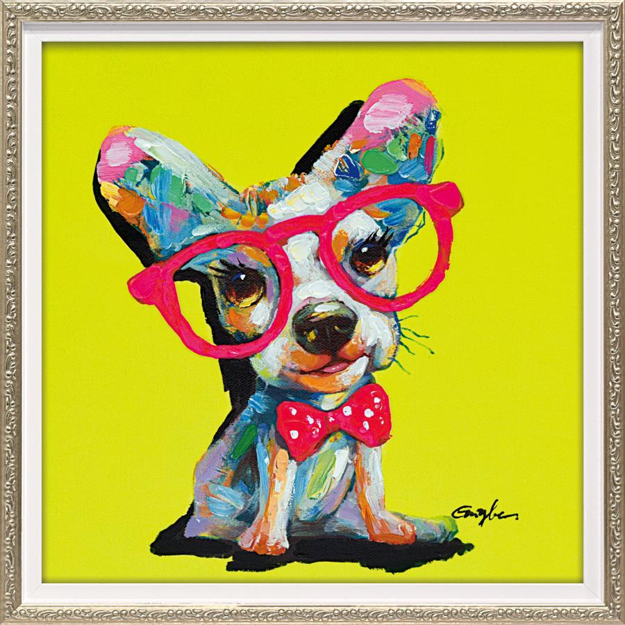 油絵 ゆ(o^^o)☆確認 ハッピーハートと子犬 油絵 ゆ(o^