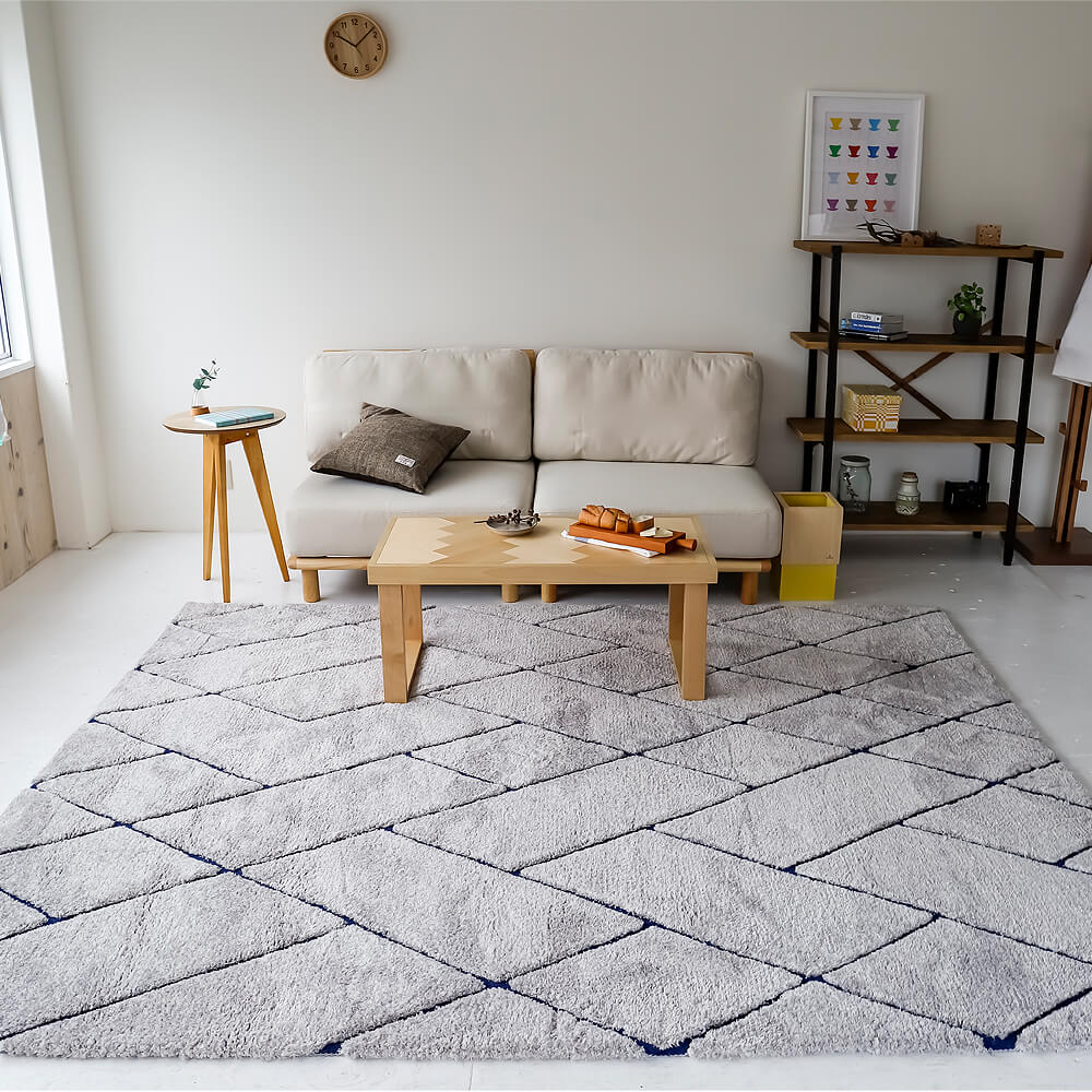 レザーラグ205×140テクスチャー幾何学模様ラグ レザーラグ205×140