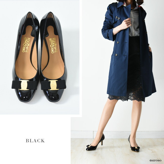 楽天市場】フェラガモ エナメル パンプス リボン レディース Salvatore