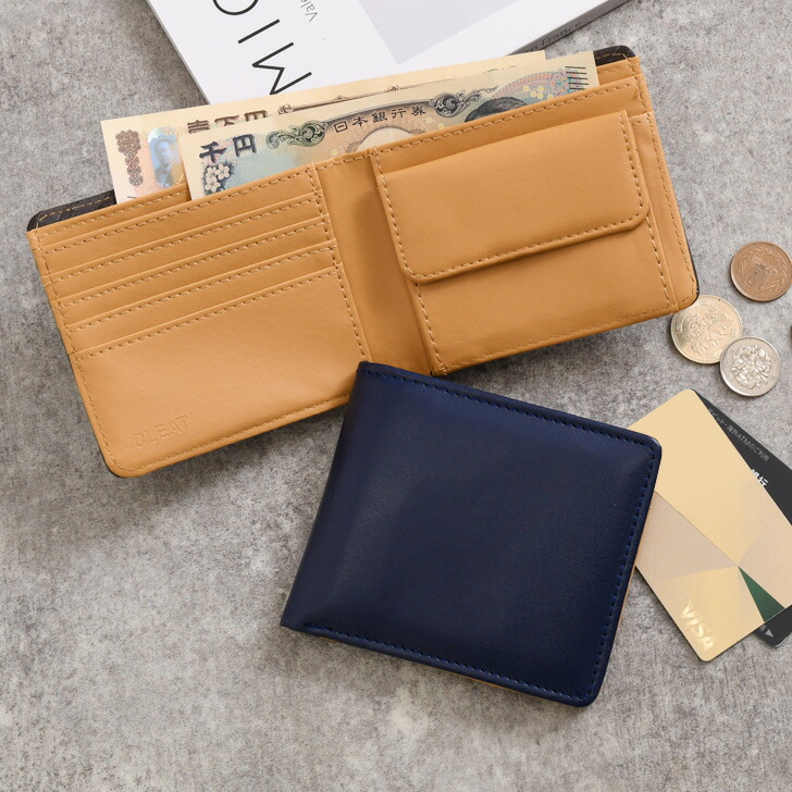 楽天市場】CLEAT 二つ折り 財布 ツートンカラー メンズ フェイクレザー