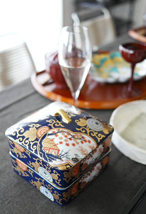 楽天市場】琳派 古伊万里様式 二段重 ＜和食器 / 重箱 / 磁器 / 蓋物