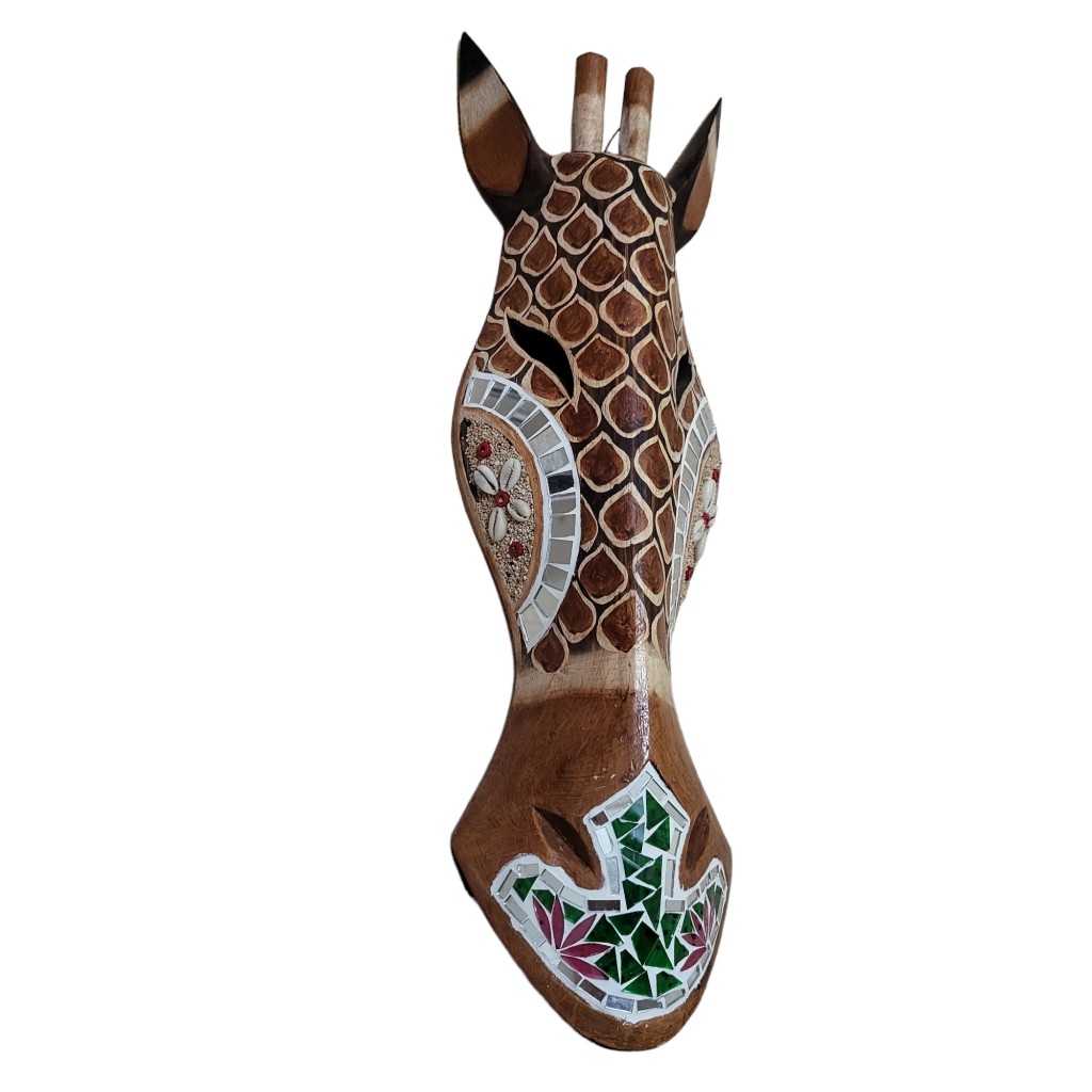 楽天市場】10002717 壁掛けお面 キリン シマウマ 動物 アニマル 木彫り