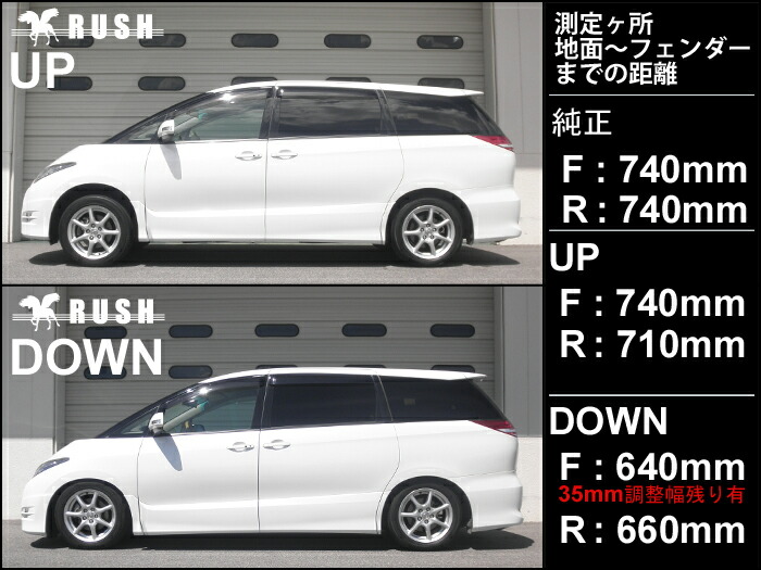 楽天市場】RUSH 車高調 エスティマ ACR50W GSR50W 前期 後期 車高短