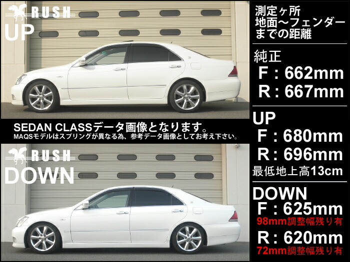 楽天市場】RUSH 車高調 クラウン GRS200 GRS202 GRS204 車高短 MAQS