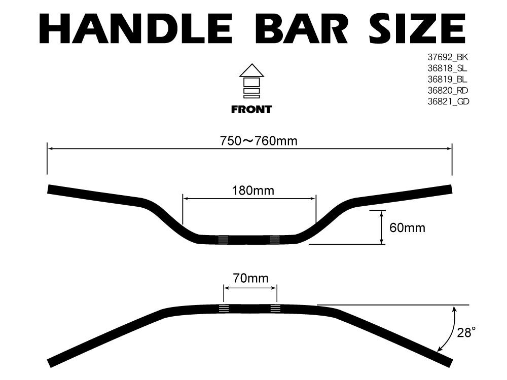 楽天市場】【新品】アルミハンドルバー ブレスバー付 高さ60mm 黒