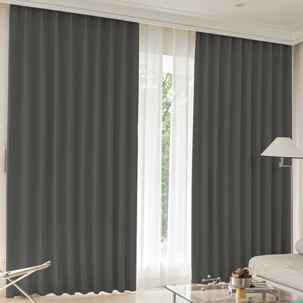 楽天市場】カーテン 2枚セット 遮光カーテン 遮光1級 チャコールグレー