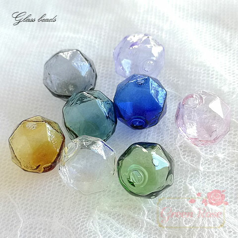 楽天市場】ガラスドームビーズ 多角 約14mm 全8色 2個 beads985
