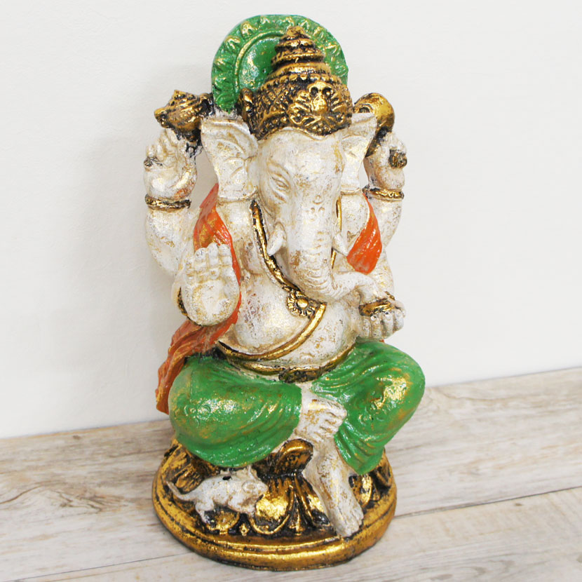 楽天市場】【送料無料！】アジアン雑貨 ガネーシャのオブジェ グリーン