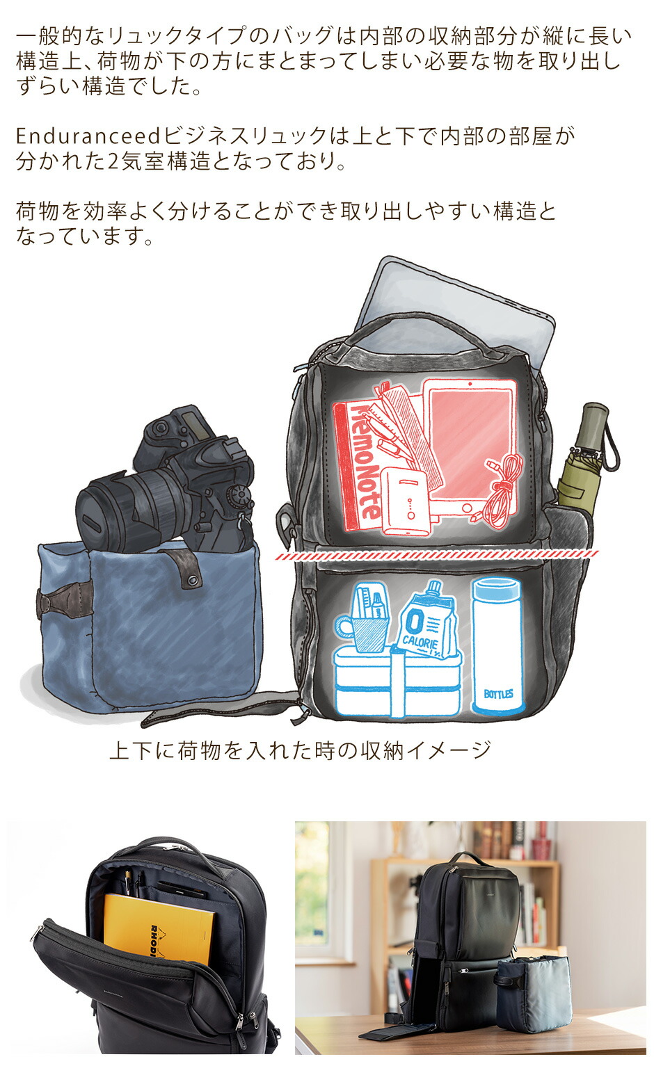 楽天市場】Enduranceed ビジネスリュック（インナーボックスセット