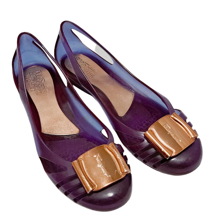 楽天市場】フェラガモ ラバーシューズ ヴァラ ロゴ 6 約23.5cm