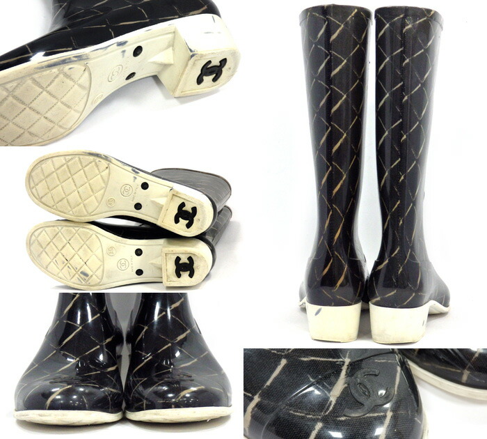 楽天市場】【CHANEL】シャネル マトラッセ レインブーツ ブラック 黒