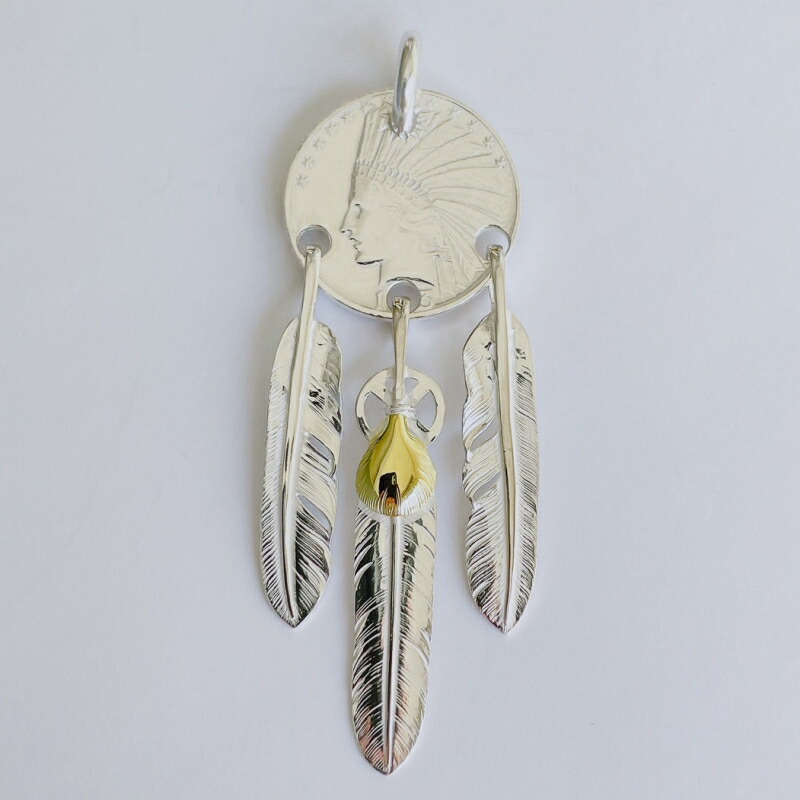 楽天市場】18k 三点吊り大 フェザー ネックレス インディアン