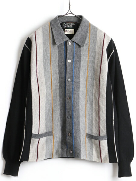 古着 ストライプ ニットポロ ニット セーター デザインニット