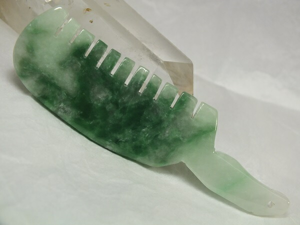 本翡翠 櫛 くし 本物保証 ミャンマー産 本翡翠 櫛 くし 本物保証