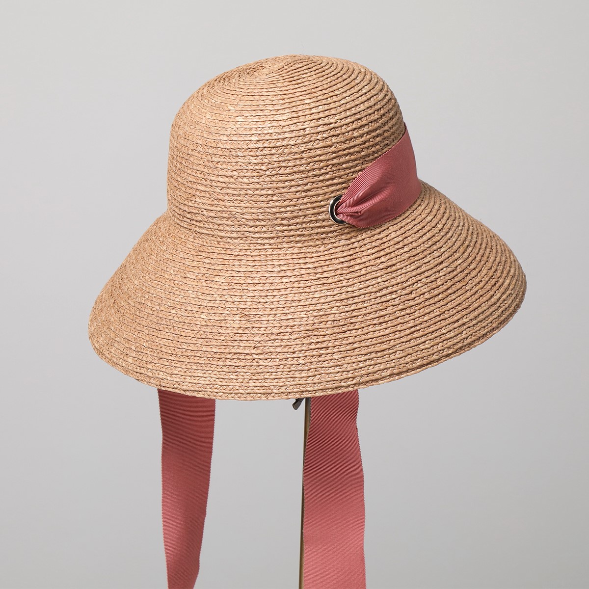 HELEN KAMINSKI VILLA 6 ベージュラフィアハット赤リボン HELEN