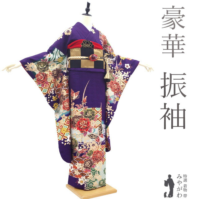 楽天市場】振袖 金駒刺繍入り 金彩加工 純古典柄 雲取りや遠山に四季の