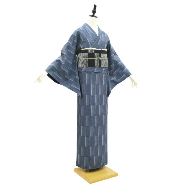 楽天市場】【中古】 紬 着物 リサイクル 正絹 十日町 縦節紬 ブルー