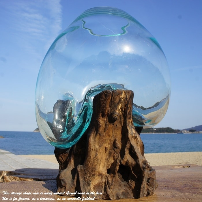 楽天市場】選べる 流木ガラスオブジェ 大きい M24 花瓶 アクアリウム