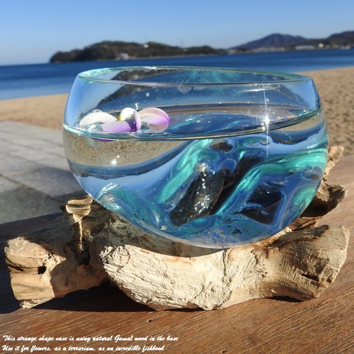 楽天市場】選べる 流木ガラスオブジェ B12 花瓶 アクアリウム