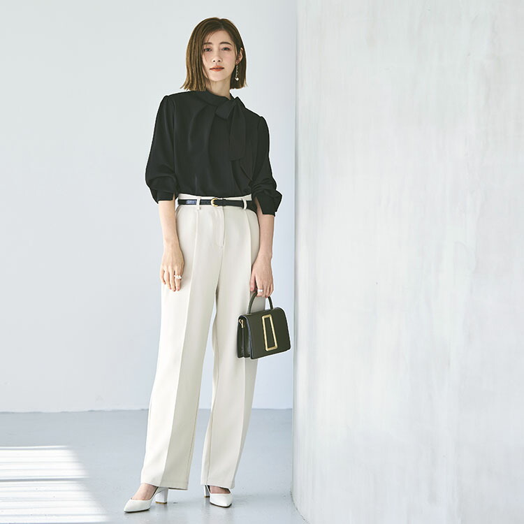 楽天市場】【洗える】レディース ブラウス 長袖ブラウス ボウタイ