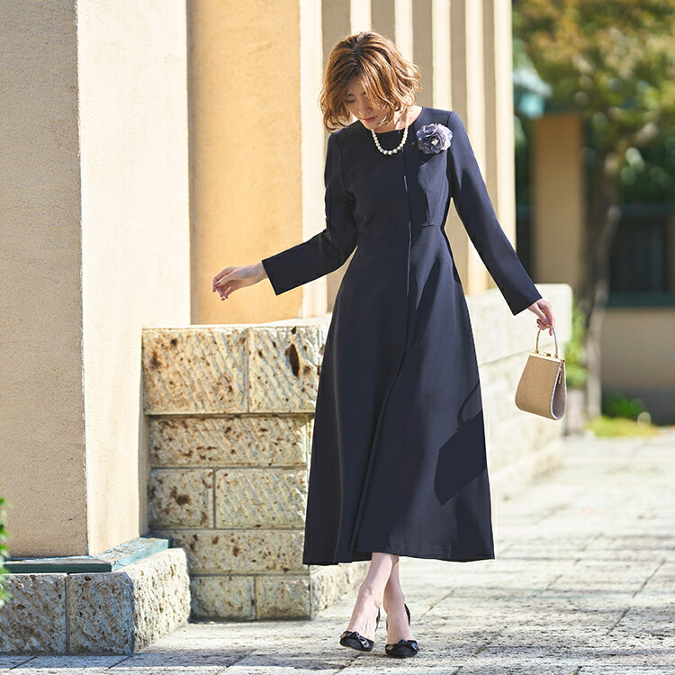 ルネ Rene ニットワンピース ドレス バイカラー フレア Aライン 黒 34