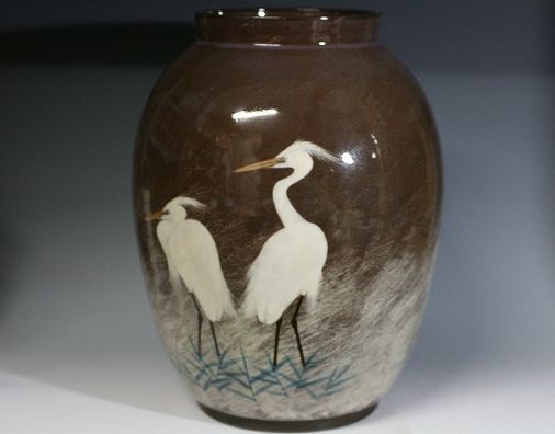 楽天市場】現川焼 臥牛窯「白鷺文花瓶」 長崎県無形文化財指定十三代横
