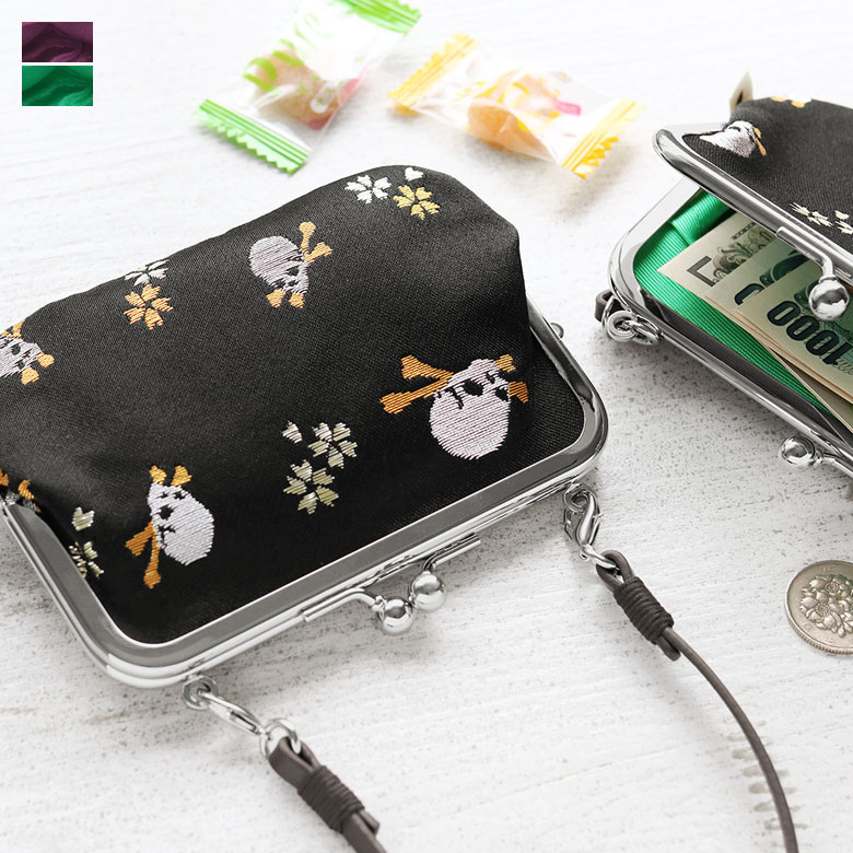 楽天市場】がま口【在庫商品】革ヒモ付き手提げがま口財布（中