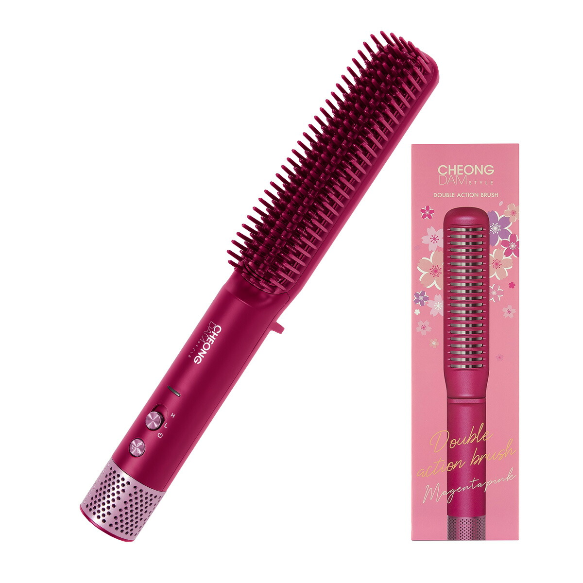チョンダムスタイル、 マゼンダピンク、ダブルアクションヘア ブラシ