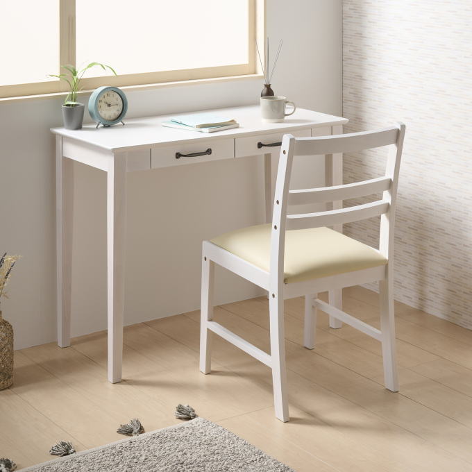 楽天市場】デスク 幅90cm 単品 ホワイト家具 白い家具 引出し 可愛い