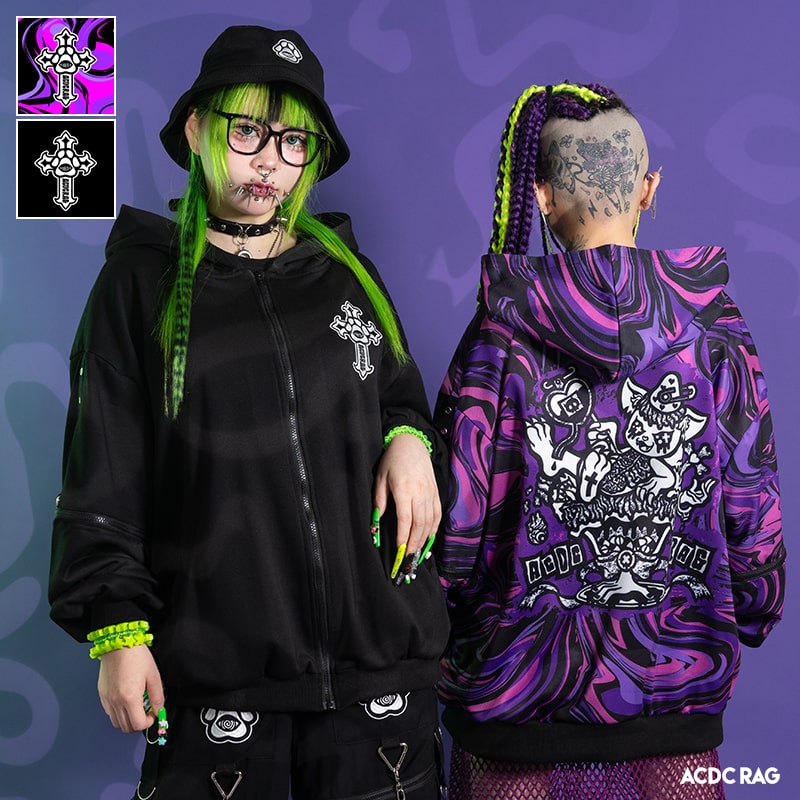 楽天市場】カオス ZIPパーカー 長袖 原宿系 原宿 ファッション パンク
