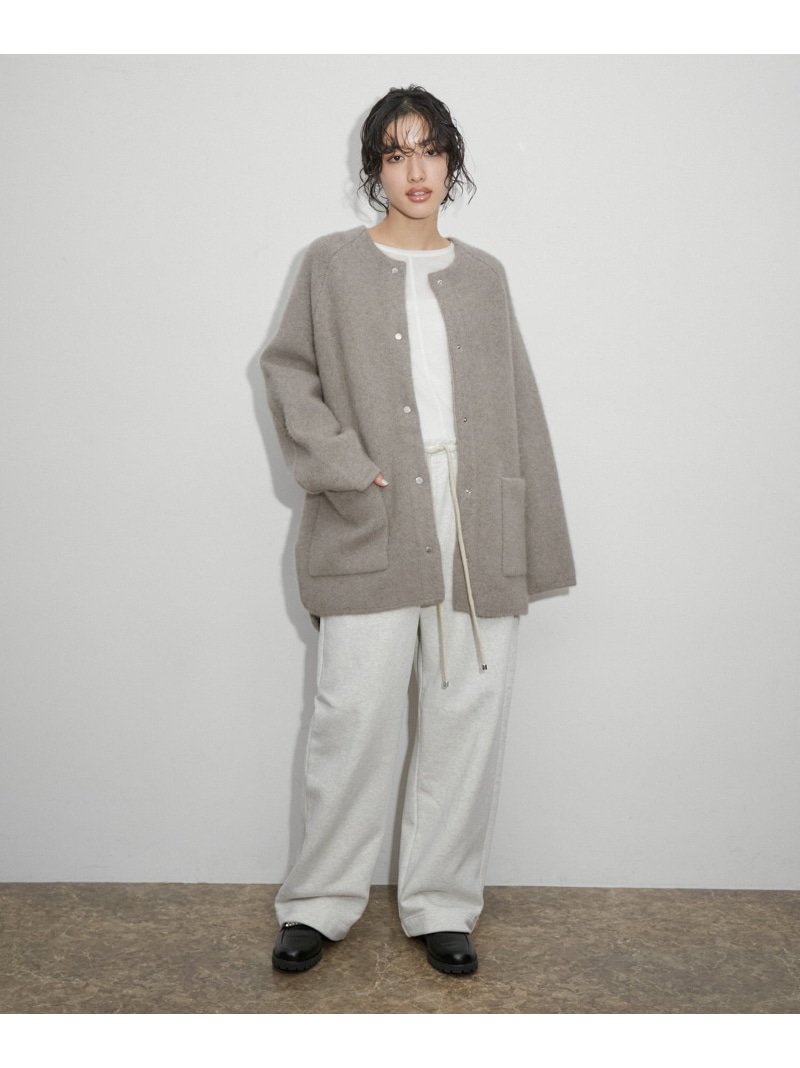 楽天市場】ダブルフェイスファーミドルニットカーディガン ADAM ET