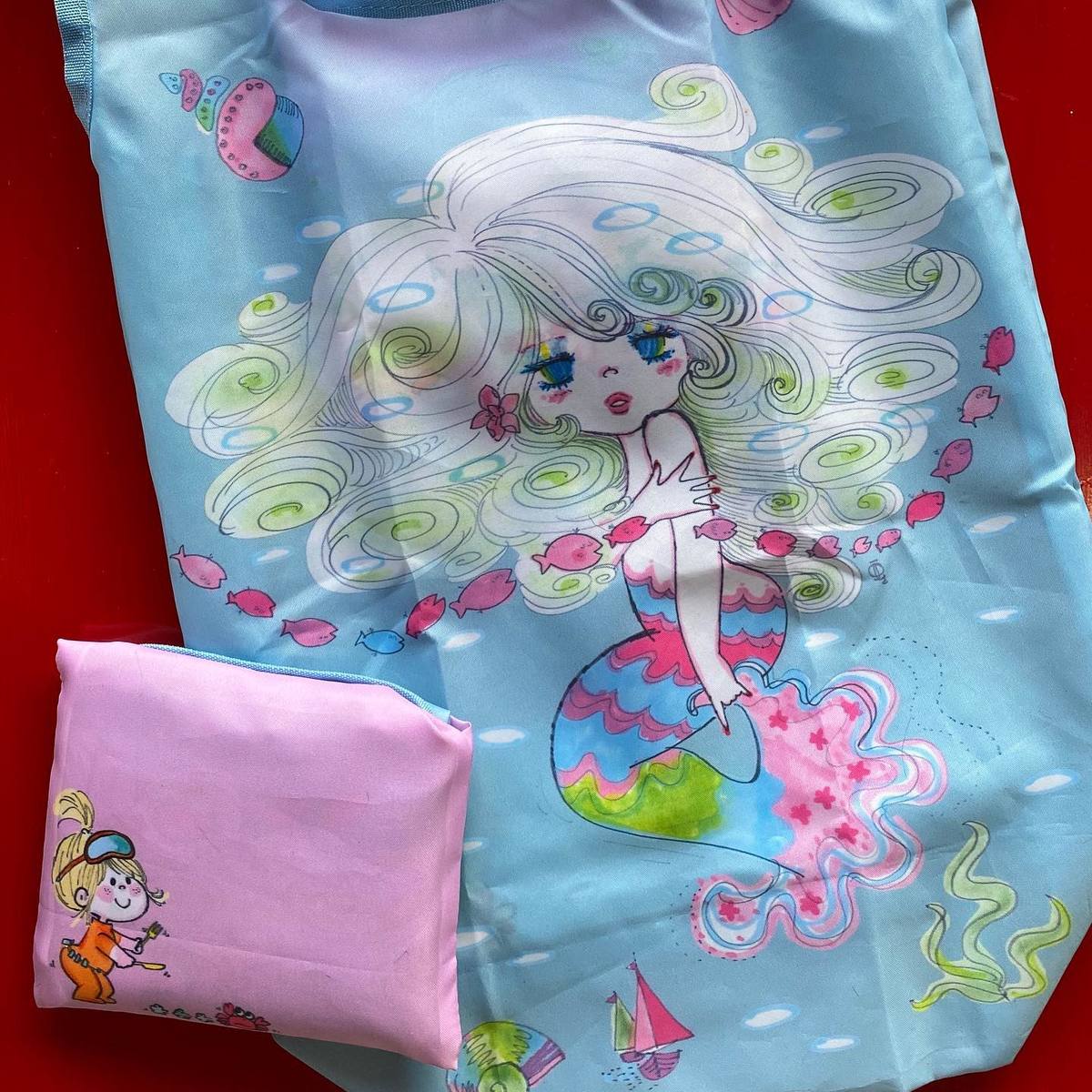 楽天市場】水森亜土「エコバッグ（レジ袋タイプ）」超可愛い亜土ちゃん