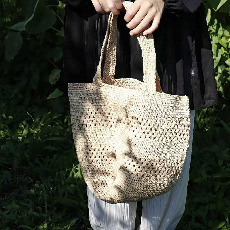 楽天市場】ラフィア バッグ かぎ編み ナチュラル 《Checker Azur