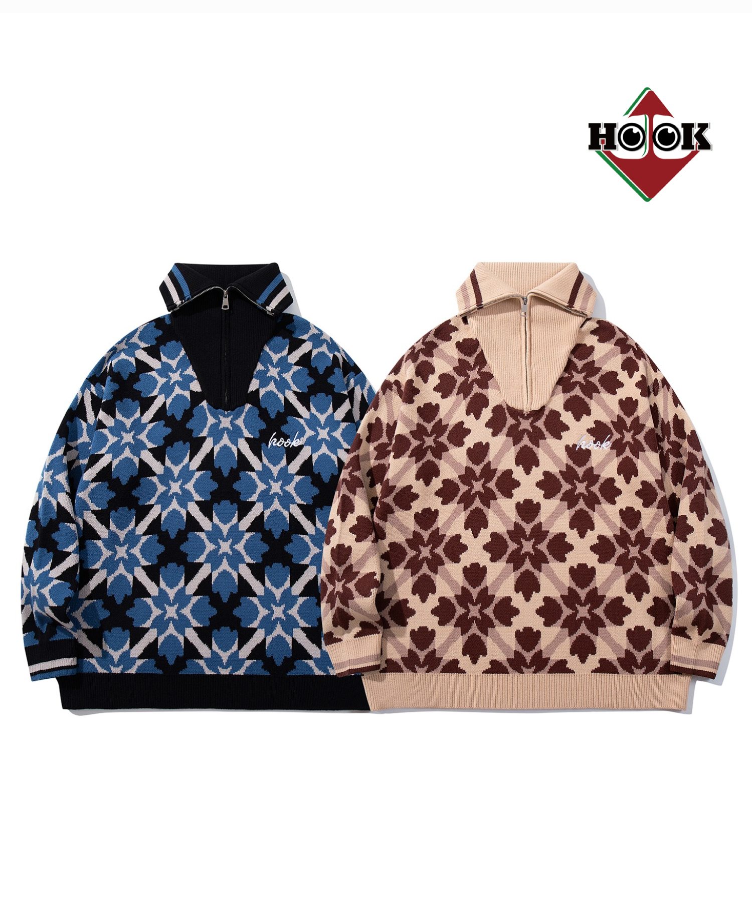 楽天市場】【2025AW】ニット メンズ ハーフジップ 幾何学模様 クルー